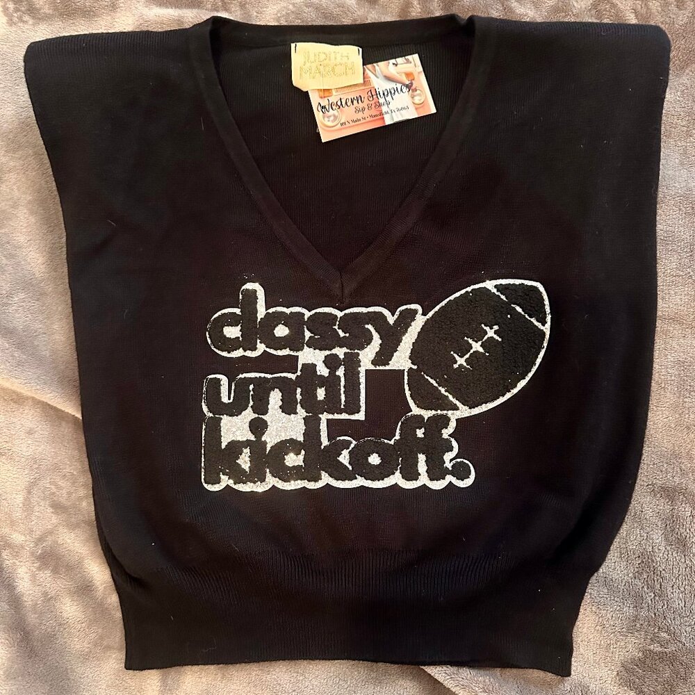 Classy Until Kickoff shortsleeve sweater